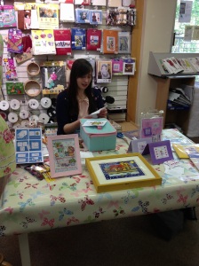 Here's Mary cross stitching in Hickey's, Cruises Street, Limerick during their June cross stitching demo